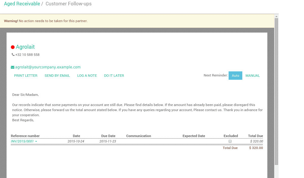 Customer payment follow up management in odoo