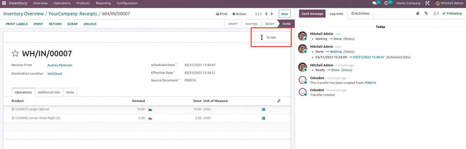 How Scraping Affects the Inventory Value in Odoo 16-cybrosys