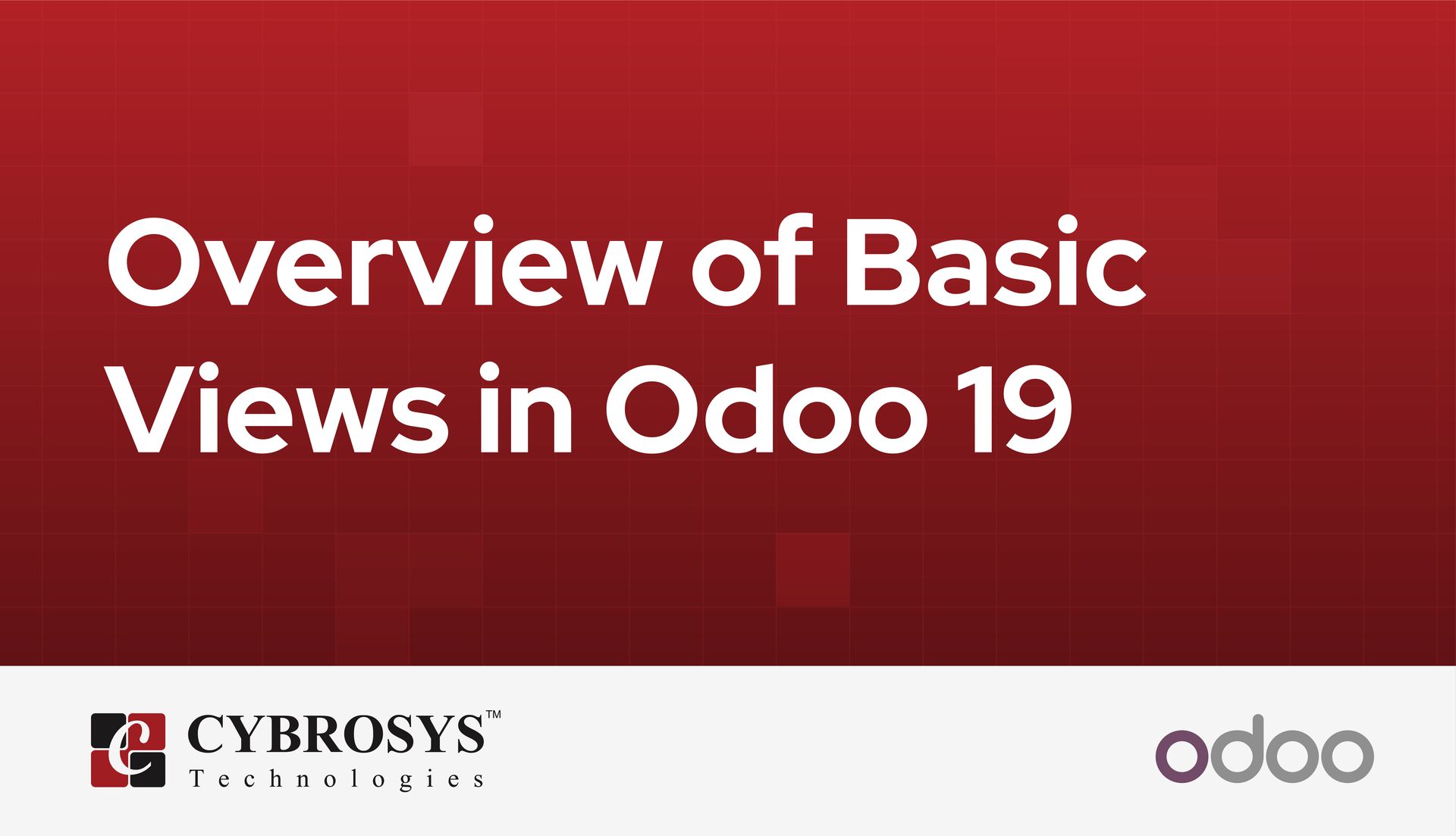 Basic Views Overview of Basic Views in Odoo 19
