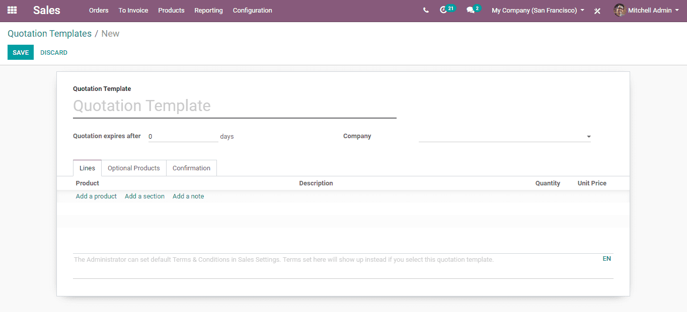 How to Create Quotation Templates in Odoo 13