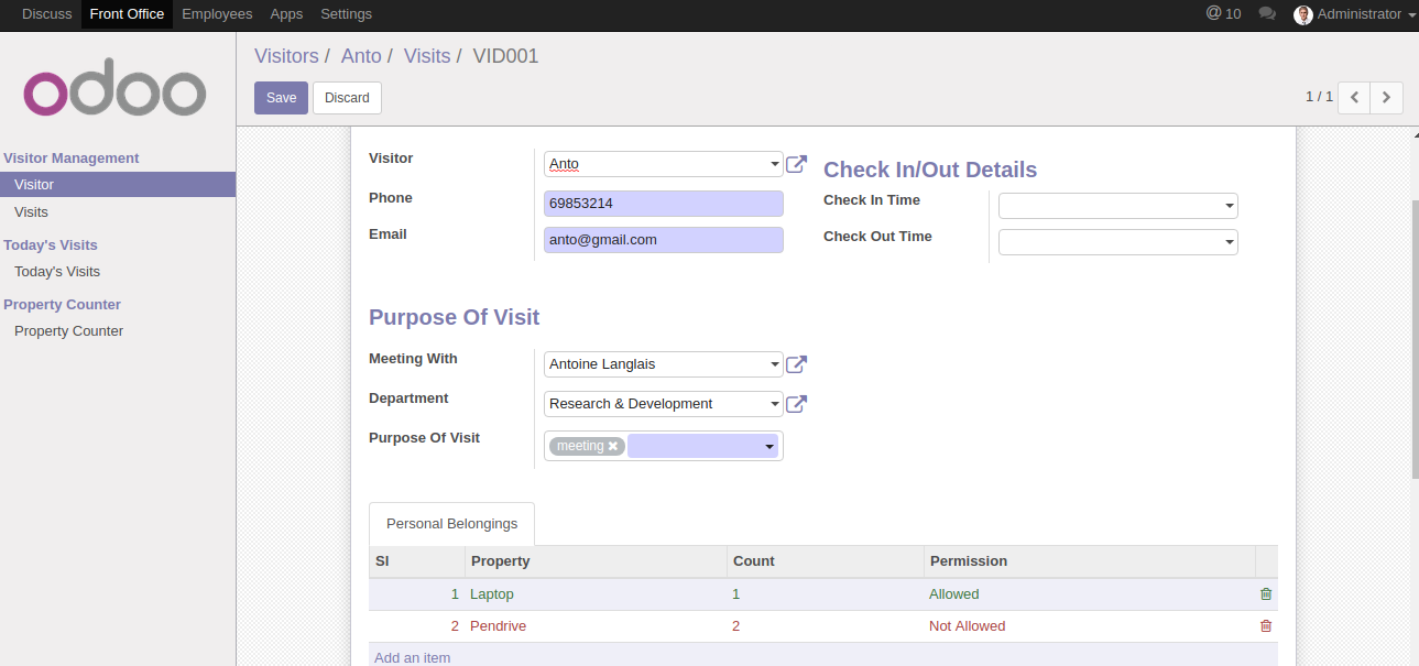 Front Office Management Odoo Apps